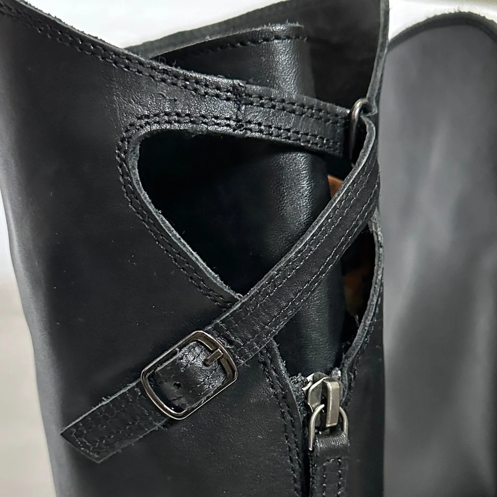 Free People™ Women's 7 M (EU 38) Everly Equestrian Boot in Faded Black NWOT